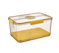Refrigerator Organizer Storage Box - With Timed Storage, Lid Sealed Box Refrigerator, Drainable, Freeze Freezer, Refrigerator Storage Container(Size:32.5 * 17.5 * 6.5cm,Color:yellow) (Yellow 32.5*22
