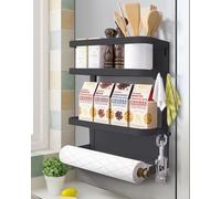 Refrigerator Shelf Organizer Magnetic Paper Towel Holder Kitchen Fridge Spice Rack Storage Spice Jars Holder(Black)