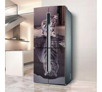Refrigerator Sticker, Full Covering Door Fridge Covers Skins Wall Stickers for Kitchen Decal, Cat Heart has a Tiger(L: 100x180 cm)