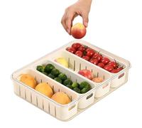 Refrigerator Storage Containers, 8 Compartments Serving Tray with Handle | Reusable Container with Transparent Leakproof Tray for Vegetables Salads Snacks Kitchen Pantry