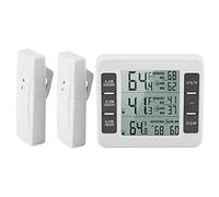 Refrigerator Thermometer, Wireless Digital Fridge Freeze Room Freezer Thermometer with 2 Sensor, Max/Min Record Function and LCD Display for Kitchen Home Restaurant