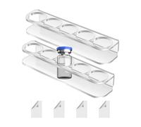 Refrigerator Vial Rack | 2 Pack Clear Acrylic Fridge Storage Rack | Wall Mounted 5 Slot Bottle Holder with Adhesive Mount for 2.5cm / 1 Inch Diameter Vials and Containers