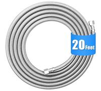 Refrigerator water line - 20 FT Premium Stainless Steel Braided Ice Maker Water Hose,Food grade PEX Inner Tube Fridge Water Line with 1/4" Fittings for Refrigerator Ice Maker