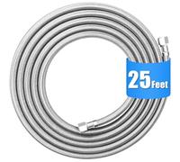 Refrigerator water line - 25 FT Premium Stainless Steel Braided Ice Maker Water Hose,Food grade PEX Inner Tube Fridge Water Line with 1/4" Fittings for Refrigerator Ice Maker