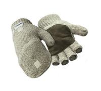 RefrigiWear Premium Insulated Ragg Wool Convertible Mitt Fingerless Gloves - gray -