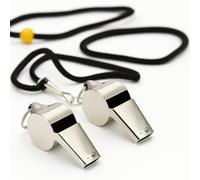 RefStuff Premium Stainless Steel Whistle 2 Pack | Metal Sports Whistles with Cord Lanyard| Perfect For Referees, Sports Coaches, Teachers, Lifeguards, Outdoor Activities (Hiking)