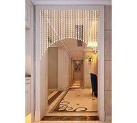 Refue Door Beaded Curtains, Wood Beads Door Curtain, Bedroom Screen Partition,Hallway Decorative, Easy to install (Color : White, Size : 90x50cm(31 Strands))