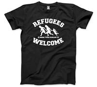 Refugees Welcome Men's Unisex T-Shirt - Black Medium