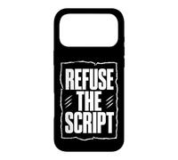 REFUSE THE SCRIPT Dissident Typography, White Lettering Case for iPhone 17 Pro Max