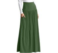 Reg and Plus Size Maxi Skirts for Women Long Length Skirts with Pockets Beach SwimCoverup,Night Out,Casual Office,Party - Green - Large