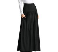 Reg and Plus Size Maxi Skirts for Women Long Length Skirts with Pockets Beach SwimCoverup,Night Out,Casual Office,Party - Black - Large
