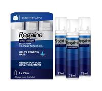 Regaine Men's 5% Extra Strength Hair Regrowth Foam - 3 Month Supply 3x73ml Bottle in Clear Regaine Clear