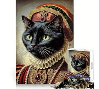 Regal Black Cat Portrait 1000 Pieces Jigsaw Puzzles for Adults Improve Memory Peaceful Fun Sharp Edge (50x75cm)