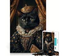 Regal Black Cat Portrait 1000 Pieces Jigsaw Puzzles for Adults Improve Memory Peaceful Fun Sharp Edge (38x52cm)