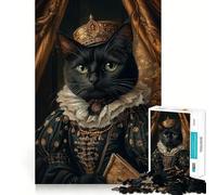 Regal Black Cat Portrait) Hard Jigsaw Puzzle for Adults 1000 Pieces Fine Logic Toy Calm Fun Neat Edge Thoughtful Gift (50x75cm)