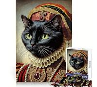 Regal Black Cat Portrait Jigsaw Puzzle 1000 Piece for Teenagers Reason Skill Toy Relaxing Fun Exact Cut (38x52cm)
