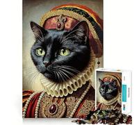 Regal Black Cat Portrait Jigsaw Puzzle for Teenagers 1000 Pieces Mind Skill Toy Gentle Leisure Design Assembly Premium Gift (38x26cm)