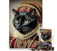 Regal Black Cat Portrait Jigsaw Puzzle for Teenagers 1000 Pieces Mind Skill Toy Gentle Leisure Design Assembly Premium Gift (38x26cm)