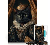 Regal Black Cat Portrait) Jigsaw Puzzles 1000 Pieces for Adults Strengthen Recall Calm Mind Quality Edge Warm Surprise (38x26cm)