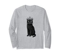 Regal Black Cat with Crown - Royal Feline Lover Gift Design Long Sleeve T-Shirt