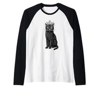Regal Black Cat with Crown - Royal Feline Lover Gift Design Raglan Baseball Tee