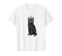 Regal Black Cat with Crown - Royal Feline Lover Gift Design T-Shirt