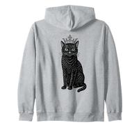 Regal Black Cat with Crown - Royal Feline Lover Gift Design Zip Hoodie