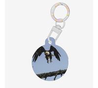 Regal Black White Eagle Print Round Acrylic Pet Tag, Dog Neck Pendant Tags for Pets Circular Dog Cat Collar Name Tags