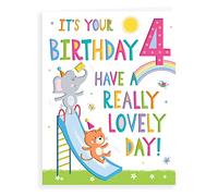 Regal Cards Girl Age 4 It's Your Birthday Card - Playing in The Park