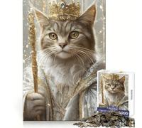Regal Cat King Portrait Jigsaw Puzzles for Adults 1000 Pieces Brain Skill Relaxed Mind Exact Edge Art Collection Piece (38x26cm)
