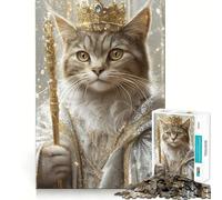 Regal Cat King Portrait Jigsaw Puzzles for Adults 1000 Pieces Brain Skill Relaxed Mind Exact Edge Art Collection Piece (38x26cm)