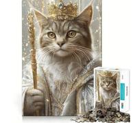 Regal Cat King Portrait Puzzle for Teenagers 1000 Pieces Smart Reason Toy Stress Release Sharp Edge Birthday Gift (50x75cm)