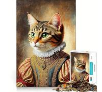 Regal Cat Portrait Jigsaw Puzzles for Teenagers 1000 Piece Brain Workout Toy Mental Relax Art Assembly Unique Gift (50x75cm)