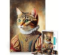 Regal Cat Portrait Puzzle for Teenagers 1000 Pieces Smart Reason Toy Stress Release Sharp Edge Birthday Gift (38x52cm)