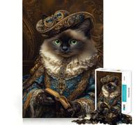 Regal Cat Portrait with Book 1000 Piece Jigsaw Puzzle for Teenagers Intellect Toy Mental Relax Quality Cut (38x26cm)