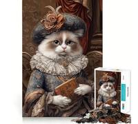 Regal Cat Portrait with Book 1000 Piece Jigsaw Puzzles for Adults Teenagers Intellect Toy Home Enjoy Quality Cut Classic Gift (50x75cm)