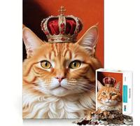 Regal Cat Portrait with Crown Jigsaw Puzzles 1000 Pieces for Adults Strengthen Memory Group Joy Clean Edge Stylish Gift (38x52cm)