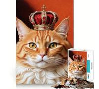 Regal Cat Portrait with Crown Jigsaw Puzzles 1000 Pieces for Adults Strengthen Memory Group Joy Clean Edge Stylish Gift (50x75cm)