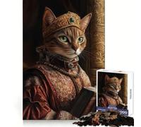 Regal Cat Reading A Book Jigsaw Puzzles 1000 Pieces for Adults Strengthen Recall Calm Mind Quality Edge Warm Surprise (38x26cm)