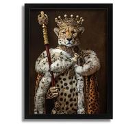 Regal Cheetah Monarch Art Print Crowned Wild Cat Royal Portrait Cheetah Wall Art A4 Poster on Canvas - Wall Art Home Decor Movie Poster Canvas Film Cinema Retro Vintage Cult Classic Nostargic Saga Mo
