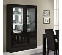 regal display cabinet in black with high gloss lacquer and led