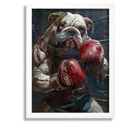 Regal Dog Boxer Quirky Animal Wall Art Print Dog Boxing Poster Art Dog Painting A2 Poster on Canvas - Wall Art Home Decor Movie Poster Canvas Film Cinema Retro Vintage Cult Classic Nostargic Saga Mod