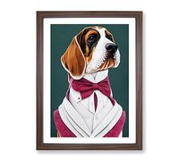 Regal Dog Framed Print | A3 Walnut Framed Wall Art | Ready to Hang | Modern Animal Picture | Living Room Bedroom Lounge Office