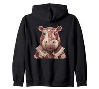 Regal Dressed Hippo Vintage Victorian Royal Portrait Zip Hoodie