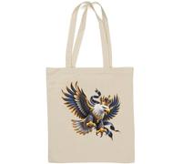 Regal Eagle with Crown and Jewels Natural Cotton Tote Bag White