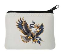 Regal Eagle with Crown and Jewels Neoprene Coin Purse Pouch 10x11cm White