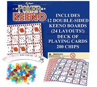 Regal Games - Poker Keeno Bulk Game Set - Includes 12 Two-Sided Boards, 200 Scoring Chips, 1 Deck of Standard Poker Cards - 24 Unique Board Layouts- Casino Night Card Game- Compatible with Poker Keno