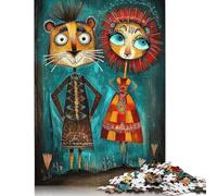 Regal Gears Steampunk Lion Couple Puzzle Family Fun Paper Rectangular Jigsaw Puzzle for Kids And Adults Age 12 Years Up Birthday Present 1000pcs (75x50cm)