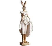 Regal Heirloom Rabbit Figurine, A Refined Accent that Brings Intention to Every Corner - Vintage Gold Leaf Bunny Statue, Collectible Animal Sculpture for Easter Home Decor, Spring Display (#B)