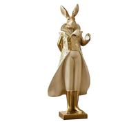Regal Heirloom Rabbit Figurine, Victorian Elegance Vintage Gold Leaf Easter Bunny Statues, Resin Antique-Style Animal Sculptures for Spring Tabletop, Shelf, Mantel Decor (A)